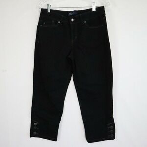 Anne Klein Jeans Womens 8/28 Cropped Flap Pocket Casual Stretch Flex Denim Black